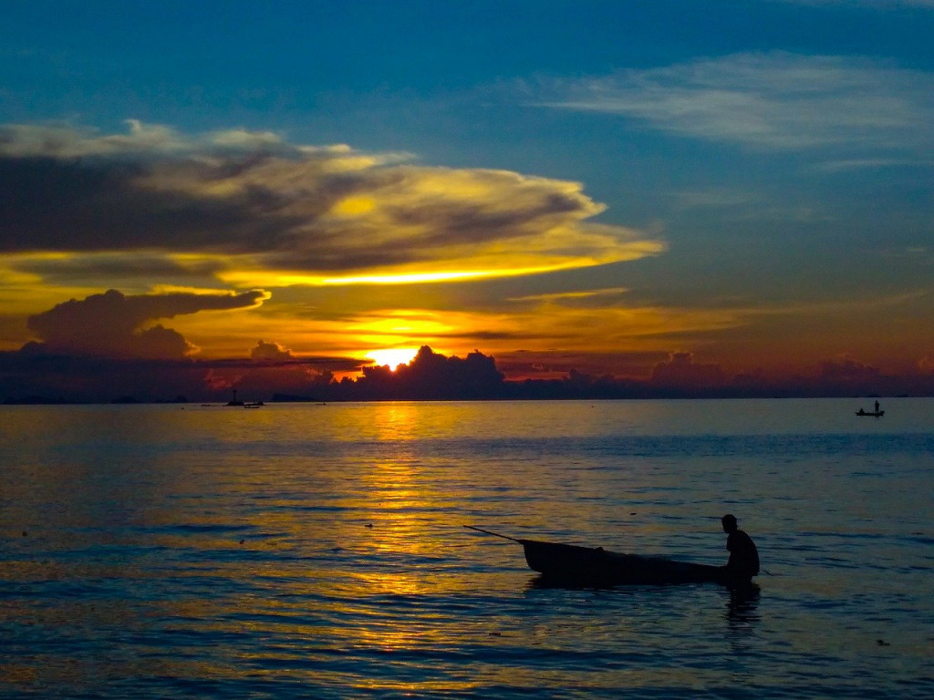 sunset over water